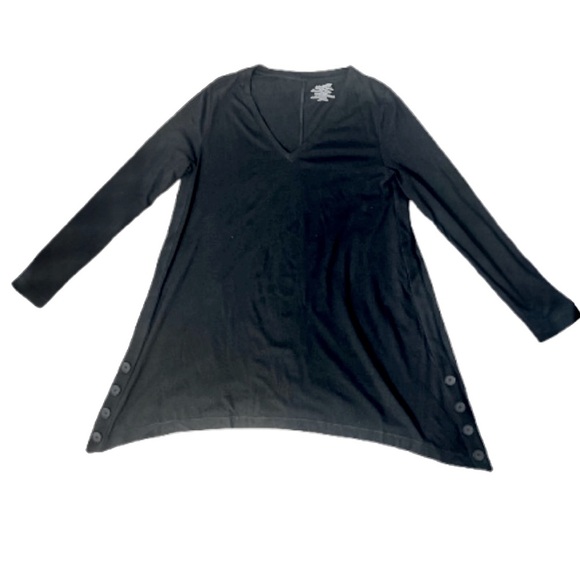 Chico's Black Tunic Long Sleeve Relaxed Fit v neck stretch size medium - Picture 1 of 8